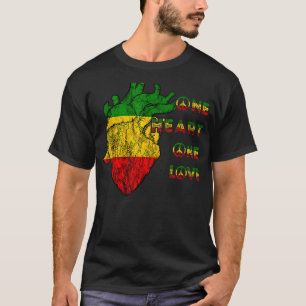 One Heart One Love Rasta Reggae Peace Rastafarian T-Shirt