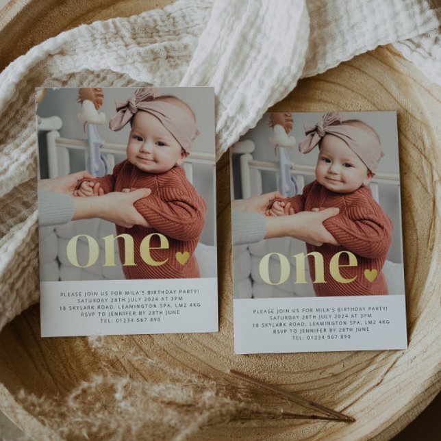 One Heart Photo First Birthday Gold (Creator Uploaded)