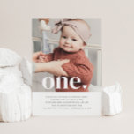 One Heart Photo First Birthday Invitation<br><div class="desc">A simple First Birthday invitation featuring your own photo and the words 'one' over the top,  along with a heart. You can edit all of the text plus the colour of the text and the heart.</div>