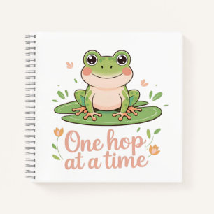 One Hop at a Time   Frog on Lily Pad Notebook