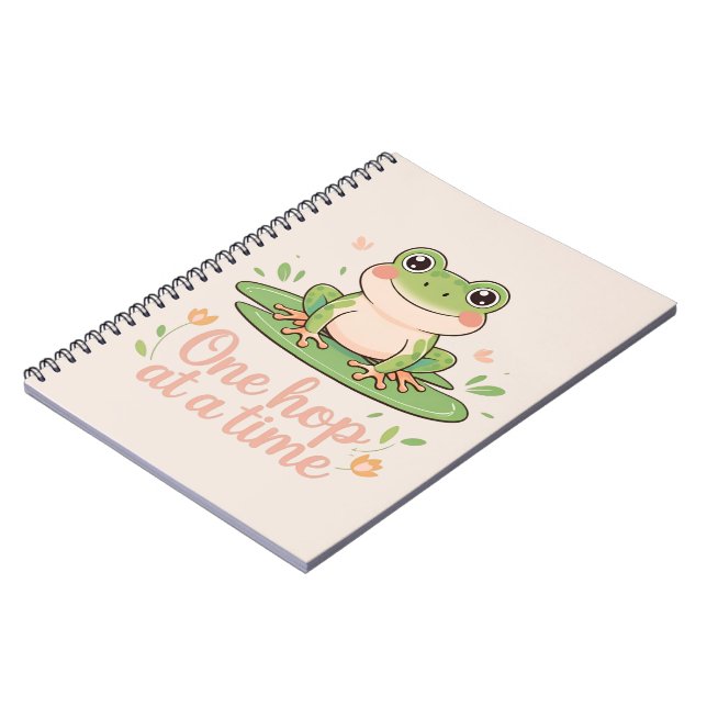 One Hop at a Time | Frog on Lily Pad  Notebook (Left Side)