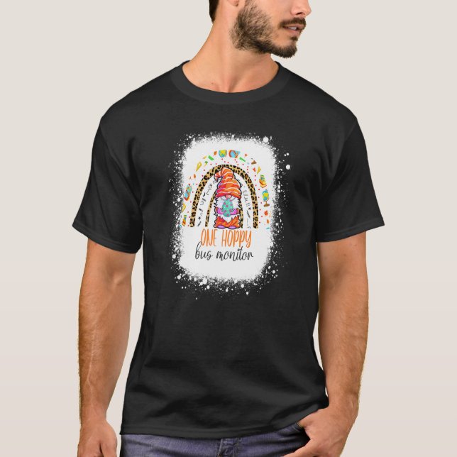 One Hoppy Bus Monitor Easter Leopard Rainbow T-Shirt (Front)