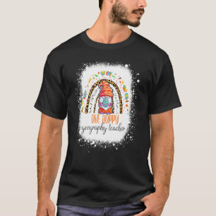 One Hoppy Geography Teacher Easter Leopard Rainbow T-Shirt
