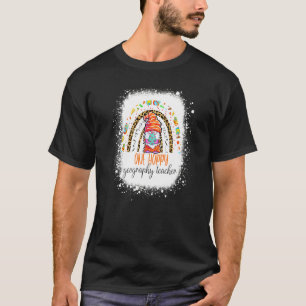 One Hoppy Geography Teacher Easter Leopard Rainbow T-Shirt