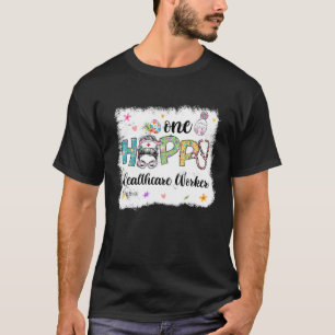 One Hoppy Healthcare Worker Bunny Messy Bun Easter T-Shirt