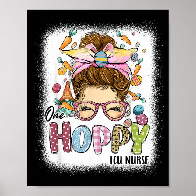 One Hoppy Icu Nurse Leopard Bunny Easter Day Poster (Front)