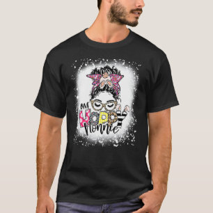 One Hoppy Nonnie Messy Bun Grandma Bunny Easter Bl T-Shirt