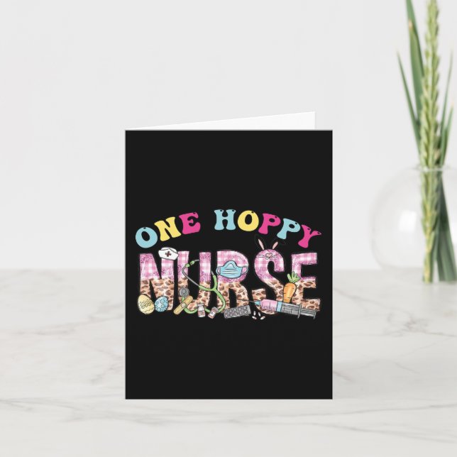 One Hoppy Nurse Leopard Fun Nurse Easter Day 2024  Card (Front)