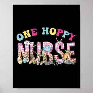 One Hoppy Nurse Leopard Fun Nurse Easter Day 2024  Poster