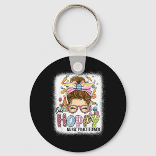 One Hoppy Nurse Practitioner Leopard Bunny Easter Key Ring
