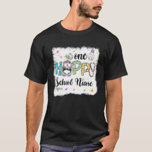 One Hoppy School Nurse Bunny Messy Bun Easter Matc T-Shirt