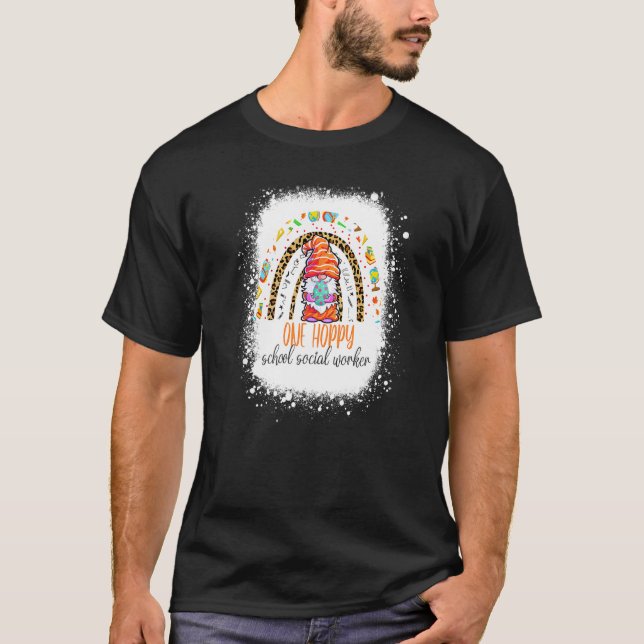 One Hoppy School Social Worker Easter Leopard Rain T-Shirt (Front)