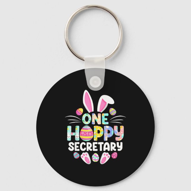 One Hoppy Secretary Funny Easter Day  Key Ring (Front)