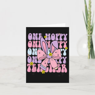 One Hoppy Teacher Retro Bunny Easter Teacher Appre Card