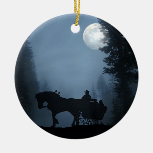 One Horse Open Sleigh Ornament (Front)