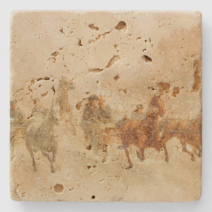 One Horse Open Sleigh Race Christmas Stone Coaster