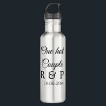 One hot add couple name initial letter text date 710 ml water bottle<br><div class="desc">For lovers like us</div>