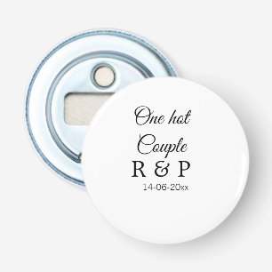 One hot add couple name initial letter text date bottle opener