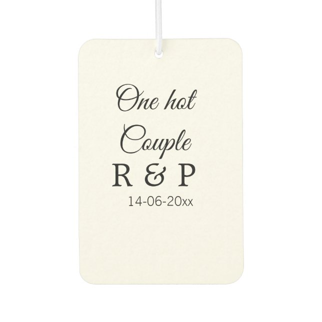One hot add couple name initial letter text date car air freshener (Front)