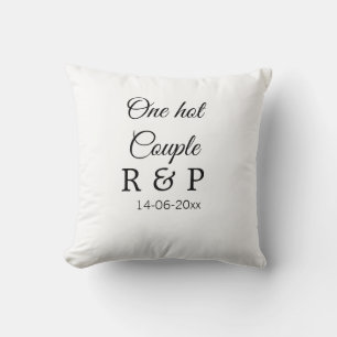 One hot add couple name initial letter text date cushion