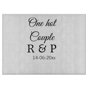 One hot add couple name initial letter text date cutting board