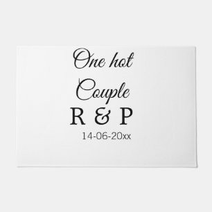 One hot add couple name initial letter text date doormat
