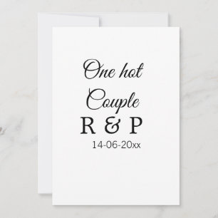 One hot add couple name initial letter text date invitation