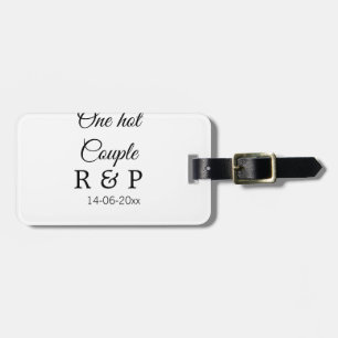 One hot add couple name initial letter text date luggage tag