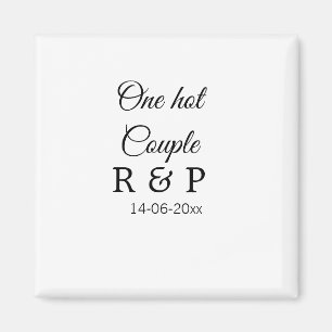 One hot add couple name initial letter text date magnet