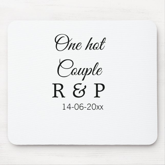 One hot add couple name initial letter text date mouse pad (Front)