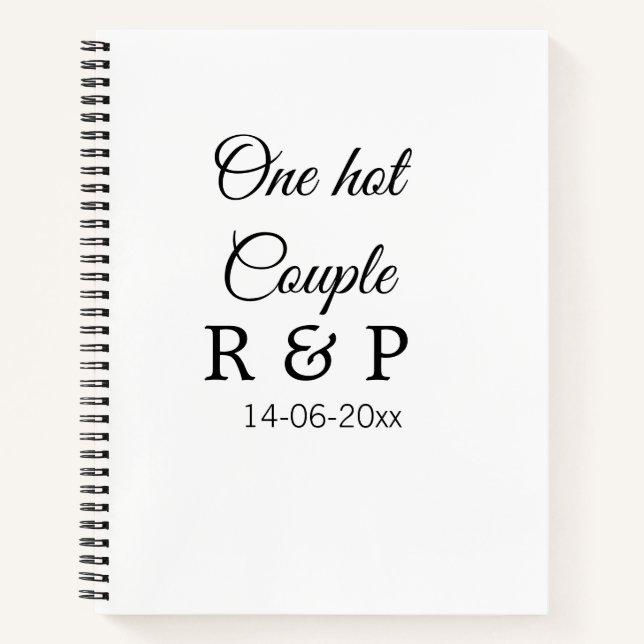One hot add couple name initial letter text date notebook (Front)