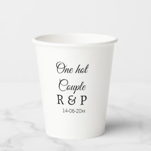 One hot add couple name initial letter text date paper cups