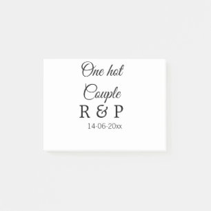 One hot add couple name initial letter text date post-it notes