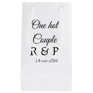 One hot add couple name initial letter text date small gift bag