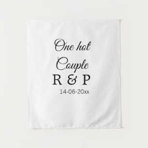 One hot add couple name initial letter text date tapestry
