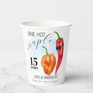 One Hot Couple Hot Pepper Wedding Anniversary Paper Cups