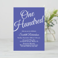 One Hundred Script Lavender Purple 100th Birthday