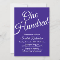 One Hundred Script Purple 100th Birthday Party