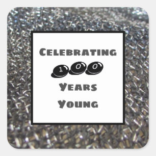 One Hundred Years Young Milestone Birthday Elegant Square Sticker