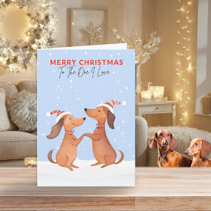 One I Love Merry Christmas Dachshunds Sausage Dogs Holiday Card