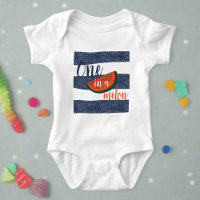 One in a Melon 1st Birthday Baby Boy Retro Stripe