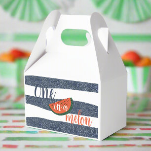 One in a Melon 1st Birthday Baby Boy Striped Favour Box