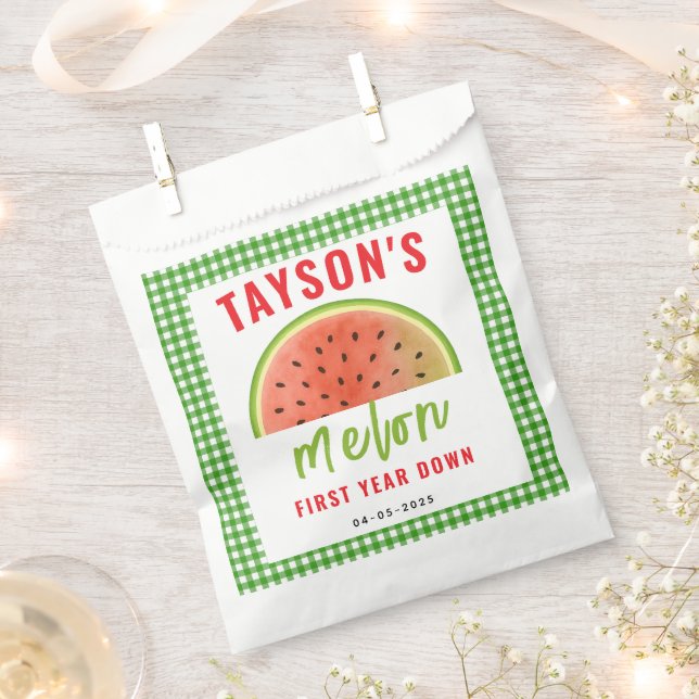One in a Melon 1st Birthday – Cute Watermelon Favour Bags (Clipped)