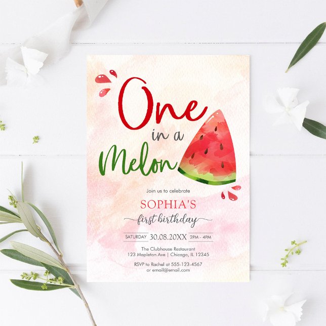 One In A Melon 1st Birthday Invitation (Creator Uploaded)