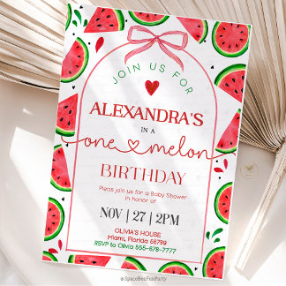 One In A Melon 1st Birthday Invitation
