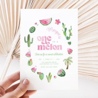 One in a Melon 1st Birthday Invitation