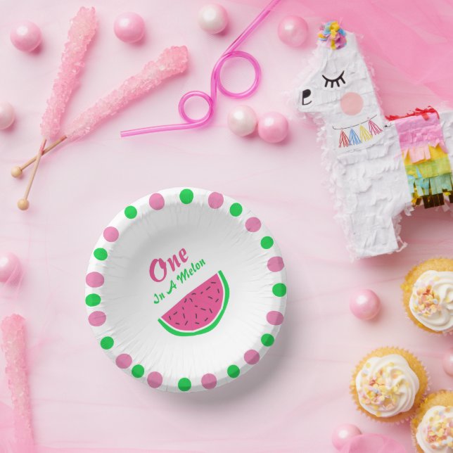 One In A Melon 1st Birthday Paper Plate (Party)