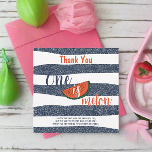 One In A Melon 1st Birthday Party Watermelon  Thank You Card