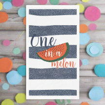 One in a Melon 1st Birthday Striped Blue Baby Boy 