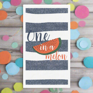 One in a Melon 1st Birthday Striped Blue Baby Boy  Napkin